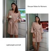 image:imageEkouaer Women Robes Waffle Knee Length Bathrobe Lightweight Soft Sleepwear V neck 34 Sleeve Casual Ladies Loungewear SXXLPink