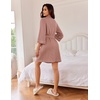 image:imageEkouaer Women Robes Waffle Knee Length Bathrobe Lightweight Soft Sleepwear V neck 34 Sleeve Casual Ladies Loungewear SXXLPink