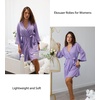 image:imageEkouaer Women Robes Waffle Knee Length Bathrobe Lightweight Soft Sleepwear V neck 34 Sleeve Casual Ladies Loungewear SXXLPurple