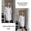 image:imageEkouaer Women Robes Waffle Knee Length Bathrobe Lightweight Soft Sleepwear V neck 34 Sleeve Casual Ladies Loungewear SXXLWhite