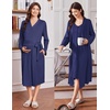 image:imageEkouaer Labor and Delivery Gown and Robe Set for Hospital Nursing NightgownNavy Blue