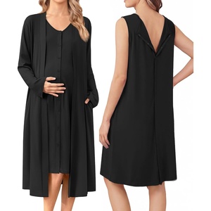 image:imageEkouaer Labor and Delivery Gown and Robe Set for Hospital Nursing NightgownBlack