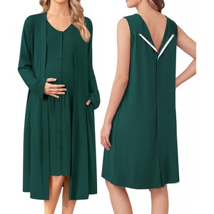 image:imageEkouaer Labor and Delivery Gown and Robe Set for Hospital Nursing NightgownGreen