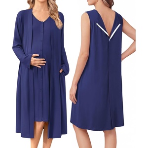 image:imageEkouaer Labor and Delivery Gown and Robe Set for Hospital Nursing NightgownNavy Blue