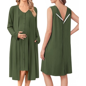 image:imageEkouaer Labor and Delivery Gown and Robe Set for Hospital Nursing NightgownOlive Green