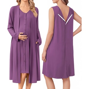image:imageEkouaer Labor and Delivery Gown and Robe Set for Hospital Nursing NightgownPurple Red