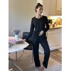 image:imageEkouaer Womens 2 Pack Pajama Set Long Sleeve Pajamas Top and Pants V Neck Pjs Set Soft Loungewear with PocketsBlack  Dark Grey
