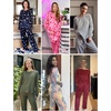 image:imageEkouaer Womens 2 Pack Pajama Set Long Sleeve Pajamas Top and Pants V Neck Pjs Set Soft Loungewear with PocketsBlack  Tie Dye