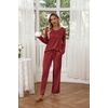 image:imageEkouaer Womens 2 Pack Pajama Set Long Sleeve Pajamas Top and Pants V Neck Pjs Set Soft Loungewear with PocketsBlack  Wine Red