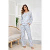 image:imageEkouaer Womens 2 Pack Pajama Set Long Sleeve Pajamas Top and Pants V Neck Pjs Set Soft Loungewear with PocketsBlack Floral  Blue Floral
