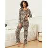 image:imageEkouaer Womens 2 Pack Pajama Set Long Sleeve Pajamas Top and Pants V Neck Pjs Set Soft Loungewear with PocketsBlack leopard