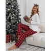 image:imageEkouaer Womens 2 Pack Pajama Set Long Sleeve Pajamas Top and Pants V Neck Pjs Set Soft Loungewear with PocketsBlue Christmas Elk  Red Plaid Christmas