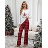 image:imageEkouaer Womens 2 Pack Pajama Set Long Sleeve Pajamas Top and Pants V Neck Pjs Set Soft Loungewear with PocketsBlue Christmas Elk  Red Plaid Christmas