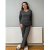 image:imageEkouaer Womens 2 Pack Pajama Set Long Sleeve Pajamas Top and Pants V Neck Pjs Set Soft Loungewear with PocketsDark Gray  Green