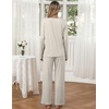 image:imageEkouaer Womens 2 Pack Pajama Set Long Sleeve Pajamas Top and Pants V Neck Pjs Set Soft Loungewear with PocketsGrey Coffee black Print