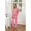 image:imageEkouaer Womens 2 Pack Pajama Set Long Sleeve Pajamas Top and Pants V Neck Pjs Set Soft Loungewear with PocketsLight Blue Star  Pink