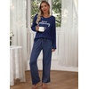 image:imageEkouaer Womens 2 Pack Pajama Set Long Sleeve Pajamas Top and Pants V Neck Pjs Set Soft Loungewear with PocketsNavy Polka Dot leopard Print Love