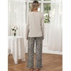 image:imageEkouaer Womens 2 Pack Pajama Set Long Sleeve Pajamas Top and Pants V Neck Pjs Set Soft Loungewear with PocketsNavy Polka Dot leopard Print Love