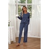 image:imageEkouaer Womens 2 Pack Pajama Set Long Sleeve Pajamas Top and Pants V Neck Pjs Set Soft Loungewear with PocketsPink Striped  Blue Polka Dots
