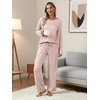 image:imageEkouaer Womens 2 Pack Pajama Set Long Sleeve Pajamas Top and Pants V Neck Pjs Set Soft Loungewear with PocketsPink Striped  Blue Polka Dots