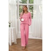 image:imageEkouaer Womens 2 Pack Pajama Set Long Sleeve Pajamas Top and Pants V Neck Pjs Set Soft Loungewear with PocketsPink leopardapricotbrown