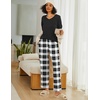 image:imageEkouaer Womens 2 Pack Pajama Set Long Sleeve Pajamas Top and Pants V Neck Pjs Set Soft Loungewear with PocketsPlaidredblack plaidblackwhite