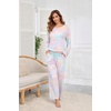 image:imageEkouaer Womens 2 Pack Pajama Set Long Sleeve Pajamas Top and Pants V Neck Pjs Set Soft Loungewear with PocketsStripesblackwhite tiedye