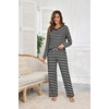 image:imageEkouaer Womens 2 Pack Pajama Set Long Sleeve Pajamas Top and Pants V Neck Pjs Set Soft Loungewear with PocketsStripesblackwhite tiedye