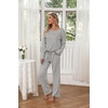 image:imageEkouaer Womens 2 Pack Pajama Set Long Sleeve Pajamas Top and Pants V Neck Pjs Set Soft Loungewear with PocketsWine Red  Light Gray