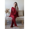 image:imageEkouaer Womens 2 Pack Pajama Set Long Sleeve Pajamas Top and Pants V Neck Pjs Set Soft Loungewear with PocketsWine Red  Light Gray