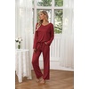 image:imageEkouaer Womens 2 Pack Pajama Set Long Sleeve Pajamas Top and Pants V Neck Pjs Set Soft Loungewear with PocketsWine Red  Light Gray