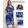 image:imageEkouaer House Dresses for Women with Pockets Button Down Nightgowns Plus Size Moo Moos Mumu Dresses Floral Print S3XLEthnic Navy