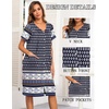 image:imageEkouaer House Dresses for Women with Pockets Button Down Nightgowns Plus Size Moo Moos Mumu Dresses Floral Print S3XLEthnic Navy Blue