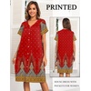 image:imageEkouaer House Dresses for Women with Pockets Button Down Nightgowns Plus Size Moo Moos Mumu Dresses Floral Print S3XLEthnic Red