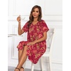 image:imageEkouaer House Dresses for Women with Pockets Button Down Nightgowns Plus Size Moo Moos Mumu Dresses Floral Print S3XLFlower Red