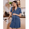 image:imageEkouaer Labor and Delivery Gown for Women Maternity Hospital Gowns with Button Short Sleeve Nursing Nightgown Pajamas DressBlue