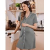 image:imageEkouaer Labor and Delivery Gown for Women Maternity Hospital Gowns with Button Short Sleeve Nursing Nightgown Pajamas DressGrey