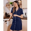image:imageEkouaer Labor and Delivery Gown for Women Maternity Hospital Gowns with Button Short Sleeve Nursing Nightgown Pajamas DressNavy Blue