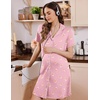 image:imageEkouaer Labor and Delivery Gown for Women Maternity Hospital Gowns with Button Short Sleeve Nursing Nightgown Pajamas DressPink Teddy Bear
