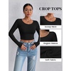 image:imageEkouaer Long Sleeve Crop Tops for Women 3 Pack Scoop Neck Raglan Shirts Slim Fit Underscrub Basic Base Layer XSXXL3pcs Black Navy Blue Wine Red