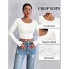 image:imageEkouaer Long Sleeve Crop Tops for Women 3 Pack Scoop Neck Raglan Shirts Slim Fit Underscrub Basic Base Layer XSXXL3pcs Black White Blue