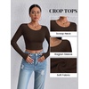 image:imageEkouaer Long Sleeve Crop Tops for Women 3 Pack Scoop Neck Raglan Shirts Slim Fit Underscrub Basic Base Layer XSXXL3pcs Black White Brown