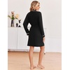 image:imageEkouaer Robes for Women Long Sleeve Bathrobe Lightweight Soft Kimono Robes Ladies Casual Sleepwear with PocketsBlack