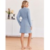 image:imageEkouaer Robes for Women Long Sleeve Bathrobe Lightweight Soft Kimono Robes Ladies Casual Sleepwear with PocketsLight Blue