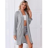 image:imageEkouaer Robes for Women Long Sleeve Bathrobe Lightweight Soft Kimono Robes Ladies Casual Sleepwear with PocketsLight Grey