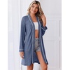 image:imageEkouaer Robes for Women Long Sleeve Bathrobe Lightweight Soft Kimono Robes Ladies Casual Sleepwear with PocketsNavy Blue