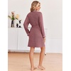 image:imageEkouaer Robes for Women Long Sleeve Bathrobe Lightweight Soft Kimono Robes Ladies Casual Sleepwear with PocketsRed