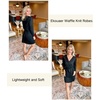 image:imageEkouaer Robes for Women Waffle Knit Hooded Bathrobe Lightweight Robe Soft Knee Length Sleepwear with PocketsBlack