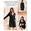 image:imageEkouaer Robes for Women Waffle Knit Hooded Bathrobe Lightweight Robe Soft Knee Length Sleepwear with PocketsBlack