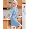 image:imageEkouaer Women Kimono Robe 34 Sleeves Loungewear Dress Knee Length Sleepwear Pockets Housecoat Short Bathrobe SXXLCclear Blue
